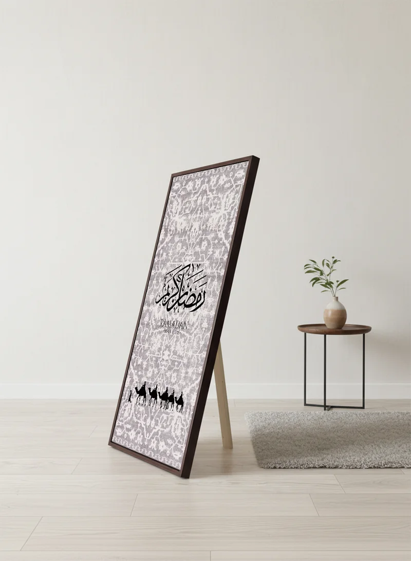 LOWHA Canvas Wall Art on Wooden Frame with Brown Floating Frame and Back Stand Featuring Ramadan Kareem Design